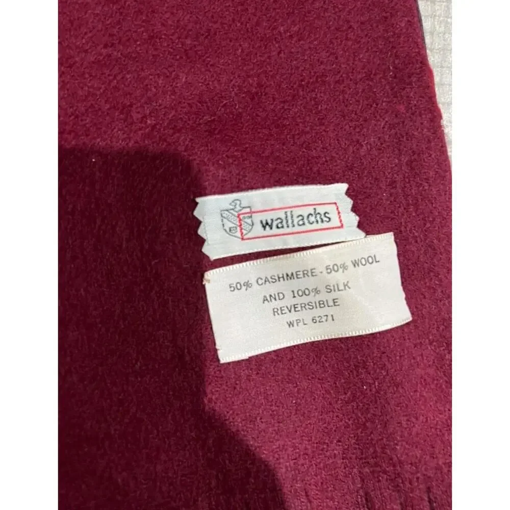 wallachs Wraps Women CASHMERE WOOL Silk Red Black scarf One Size A000363